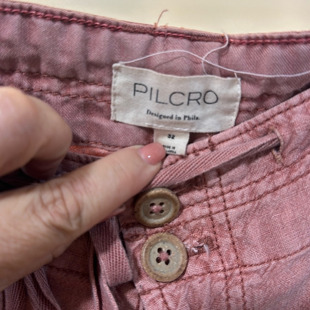 Anthropologie Pilcro Mauve Linen Blend Wide Leg Cargo Pant Sz 32 - Picture 3 of 6